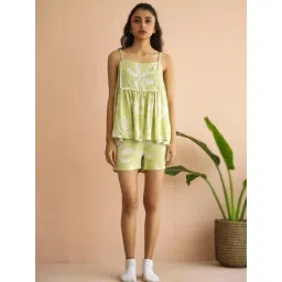 SAY Lime Green Floral Printed Night Suit-picture-17