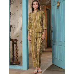 SAY Mustard Striped Pyjamas Set-picture-43