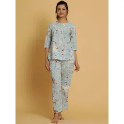 SAY Sea Green Printed Pyjamas Set-picture-31