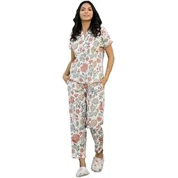 say Women Night Suits Pajama Sets, Pure Cotton, Ethnic Motifs Printed, Navy Blue Color, Short Sleeve, Night Suit for Women, Sleep Suit - (SE-NSP-118_S)-picture-39