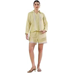 say Yellow Shirt Collar Pure Cotton Printed Co-ords Set for Women AURA-29_P-picture-41