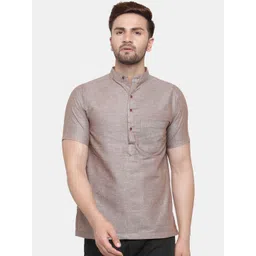 Sayesha Men Brown Solid Cotton Short Kurta-picture-28