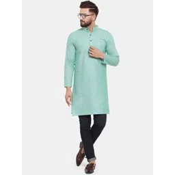 Sayesha Men Green Solid Cotton Kurta-picture-20