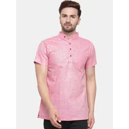 Sayesha Men Pink Solid Cotton Short Kurta-picture-13