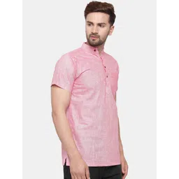 Sayesha Men Pink Solid Cotton Short Kurta image 2