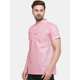 Sayesha Men Pink Solid Cotton Short Kurta image 4