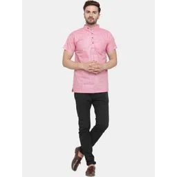 Sayesha Men Pink Solid Cotton Short Kurta image 5