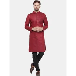 Sayesha Men Red Solid Cotton Kurta-picture-29