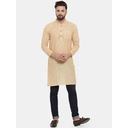 Sayesha Men Yellow Woven Design Cotton Kurta-picture-18