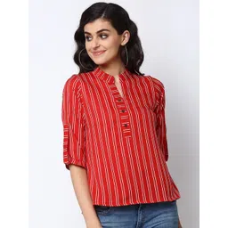 Sayesha Striped Crepe Shirt Style Top-picture-10