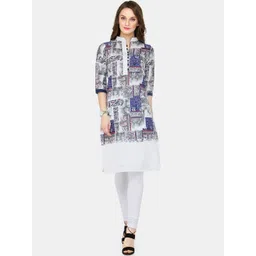 Sayesha Women Blue Printed Mandarin Collar Straight Kurta-picture-36
