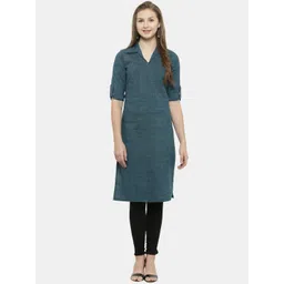 Sayesha Women Blue Striped Pure Cotton Kurta-picture-32