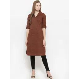 Sayesha Women Maroon Solid Cotton Kurta-picture-35