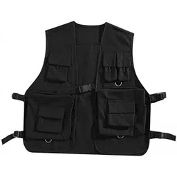 saz dekor 2xUtility Vest Front Buckle Cargo Vest for Men Women Adults Outdoor Activities XL Black-picture-29