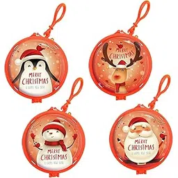 saz dekor 4 Pieces Coin Key Holder Christmas Coin Purse for Table Bedroom for Children Round-picture-49