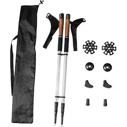 SAZ DEKOR® 2Pcs Mountain Trekking Poles Telescopic Stick for Backpackers Hikers Walking Silver-picture-15