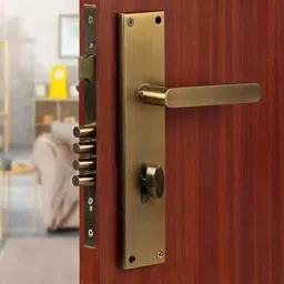 Saze 10 inch Stainless Steel Matt Antique Brass Finish Cylindrical Plate Mortise Door Lock Handle Set, MG304 image 2