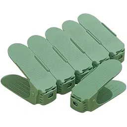 SBF Furniture Plastic Shoe Slots Organizer Space Saver Double Deck Shoe Rack Adjustable Shoe Slots for Closet Organization (Green (Pack of 6)) image 1