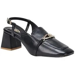 scentra fashion Women's Solid Block Heel Mules with Square Toe and Backstrap – Sleek and Comfortable for Parties and Office Wear-picture-31