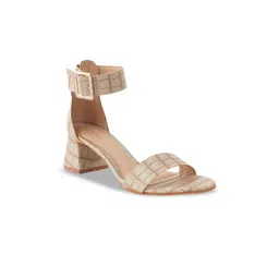SCENTRA Women Textured Block Sandals with Buckles-picture-12