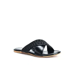 Scentra Women's Black Cross Strap Sandals image 1