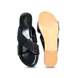 Scentra Women's Black Cross Strap Sandals image 3