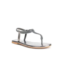 Scentra Women's Grey T-Strap Sandals-picture-14