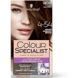 Schwarzkopf Colour Specialist At Home Permanent Hair Colour With Omegaplex Anti-Breakage Technology And Hyaluronic Acid With 2 After Repair Masks For Softer Hair, 4.54 Medium Hazelnut Brown 165ml-picture-29