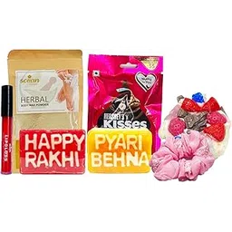 SCIIAN Rakhi Gift Hamper | Gift Hamper for Sister | Rakhbhandan Gift | Pyari Behna Soap | Dessert Candle | Herbal Body Wax Powder | Decorative Scrunchie | Rakhi Hamper Box-picture-21