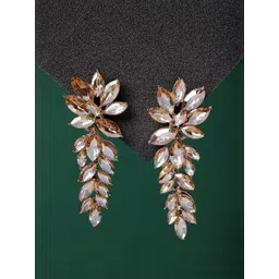 Scintillare By Sukkhi Gold-Plated Crystals Studded Floral Shaped Studs-picture-28