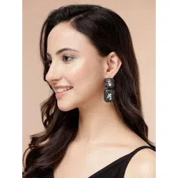 Scintillare By Sukkhi Gold-Plated Crystals Studded Square Shaped Drop Earrings-picture-22