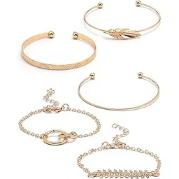 scintillare by sukkhi Ultra-Modern Set of 5 Stylish Multilayer Crystal Diamond Studded Gold Plated Kada Bracelet Combo Jewellery For Women & Girls|Pack of 5|CBBC107166-picture-13