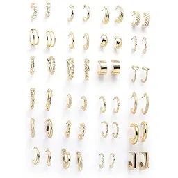 scintillare by sukkhi Versatile Latest Style Fashionable Celebrity Inspired Gold Plated with Geometric Twist Pearls Hoop Dangle Combo Earrings for Women & Girls|Pair of 24|CBE107202-picture-41