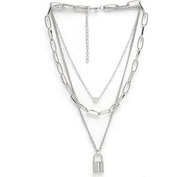 scintillare by sukkhi Western Style Rhodium Plated Silver Heart Lock Pendant Necklace for Women & Girls | Birthday Gift for Girls And Women Anniversary Gift for Wife| Gifts Collection|N106613-picture-43