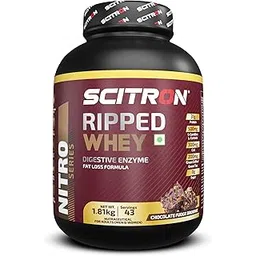 Scitron Ripped Whey Protein Powder 1.81 Kg- Chocolate Fudge Brownie| (30g Protein, 500mg L-Carnitine, 300mg CLA) | For Weight Loss & Post Workout Recovery-picture-36