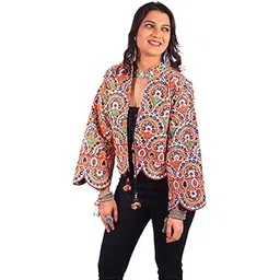 sclout Navratri Special Tradiotional Pure Cotton Embroidered Mirror Work Blouse Style Kutchi Koti Jacket For Women-picture-26