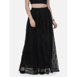 Scorpius Black Self Design Skirt-picture-37