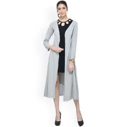 SCORPIUS Grey Solid Open Front Longline Shrug-picture-36