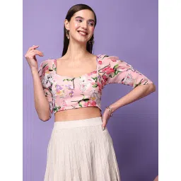 Scorpius Pink Floral Print Crop Top-picture-28