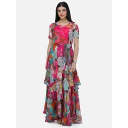 Scorpius Pink Floral Print Maxi Dress-picture-34