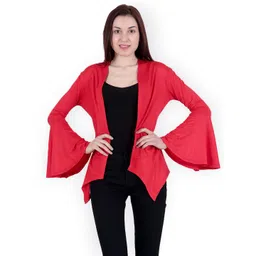 SCORPIUS Red Solid Open Front Shrug-picture-11
