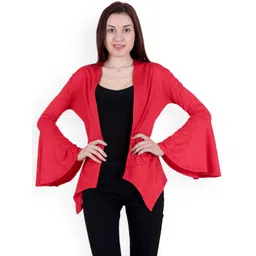 SCORPIUS Red Solid Open Front Shrug-picture-35