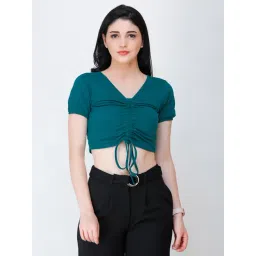 Scorpius Teal Regular Fit Crop Top-picture-21