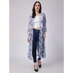 Scorpius White & Blue Printed Long Shrug-picture-15