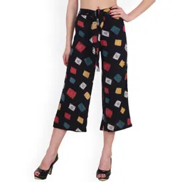 SCORPIUS Women Black Smart Regular Fit Printed Culottes-picture-22