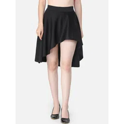 SCORPIUS Women Black Solid Flared Skirt-picture-17