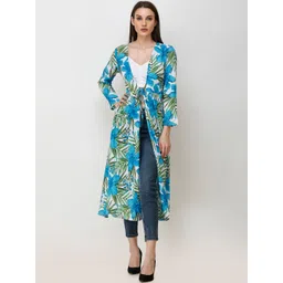 SCORPIUS Women Blue & Green Printed Open Front Shrug-picture-41