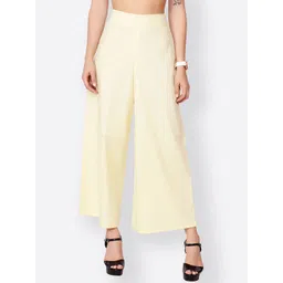 SCORPIUS Women Cream-Coloured Solid Wide Leg Palazzos-picture-22