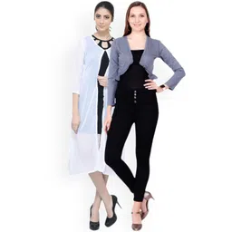 SCORPIUS Women Pack of 2 Solid Open Front Shrugs-image-40