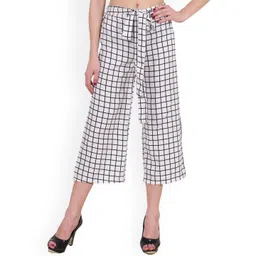 SCORPIUS Women White & Black Smart Regular Fit Checked Culottes-picture-15
